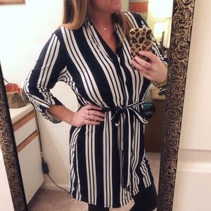 3/$10 Blue Striped Button Down Shirt Dress